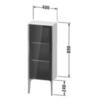 Duravit XViu XV1360RB122 Шкаф подвесной 890x400x240мм, со стеклянной дверью, 2 стеклянные полки (петли справа), цвет: белый глянцевый/champagne matt