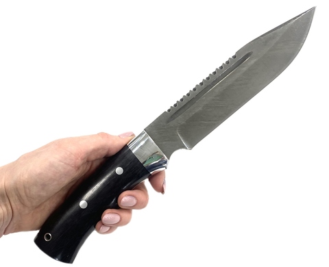 Нож Волк, цельнометаллический, кованая Х12МФ, черный граб