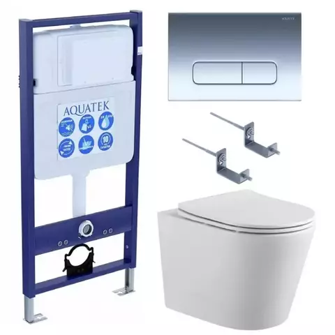Aquatek Вега SET AQUATEK ВЕГА cmp-016 Инсталляция с унитазом и клавишей, цвет: белый