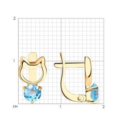 726948 - Серьги детские из золота 585 пробы с топазами
