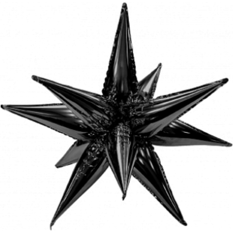 Шар Аг 26''/66 см, Звезда, составная 12 лучиков, Черный, 1 шт.