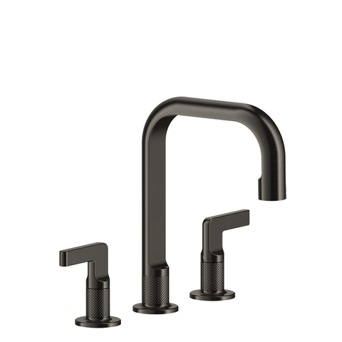 Gessi Inciso 58013#299 Смеситель для раковины на 3 отверстия с донным клапаном, излив 160мм, h=240мм Цвет: nero XL