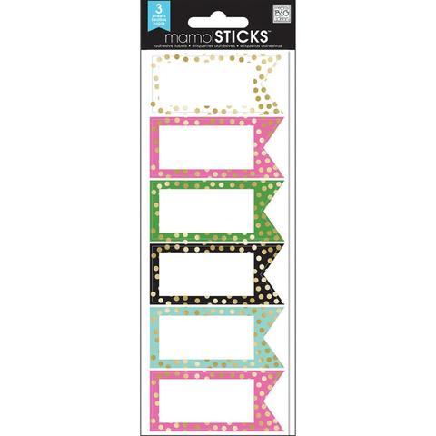 Набор стикеров Label Stickers -Big City Brights Banner W/Gold Foil Dots- 18шт.