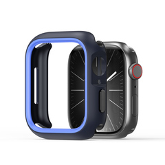 Чехол-бампер для часов Apple Watch 45 мм для моделей 7, 8 и 9 серии, темно-синий с синими вставками (Midnight/Blue) от Dux Ducis, серия Bamo Series Case