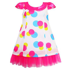 SUNNY FASHION Платье белое в яркий горошек ДП63