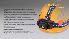 Фонарь налобный Fenix HL60R 950lm аккумуляторный (черный)