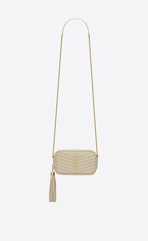 Мини-сумка Saint Laurent Lou из стеганой кожи Grain De Poudre с тиснением белый