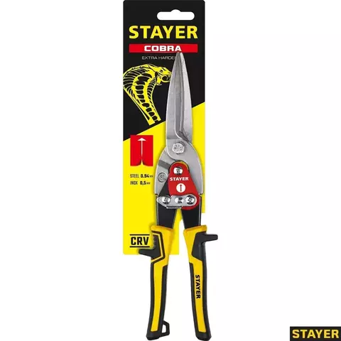 STAYER Cobra, 290 мм, прямые удлинённые ножницы по металлу (23055-29)