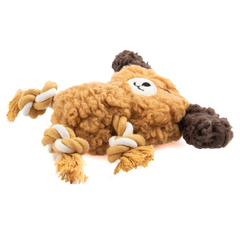AROMADOG игрушка для собак Собачка с канатами 15 см с пищалкой, рыжая