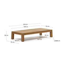 Forcanera Журнальный столик из массива тика 150 x 71 см