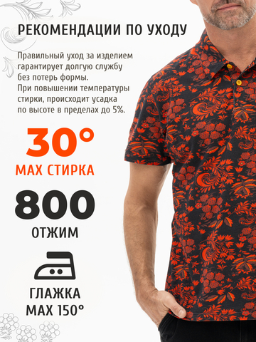 Поло «Красная хохлома» мужское
