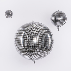 Шар 3D Сфера, Диско, Серебро, 60