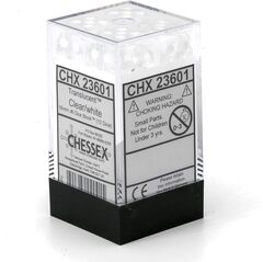 Chessex 36-D6 set Translucent Clear/White