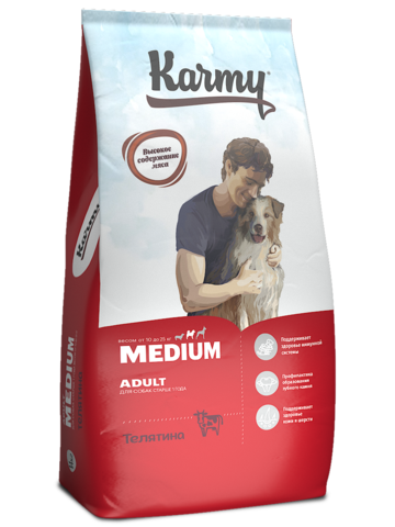 KARMY Медиум Эдалт сухой корм для собак средних пород (телятина) 14 кг