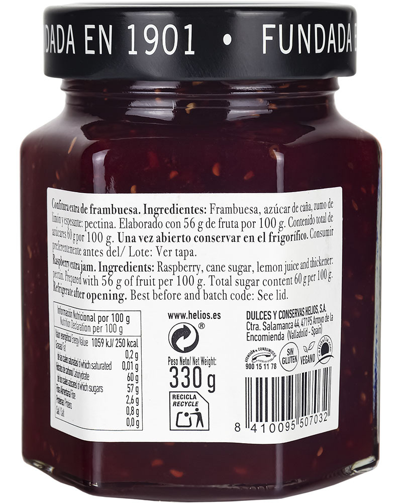 Конфитюр Helios из малины Natural 330 гр.