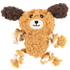 AROMADOG игрушка для собак Собачка с канатами 15 см с пищалкой, рыжая