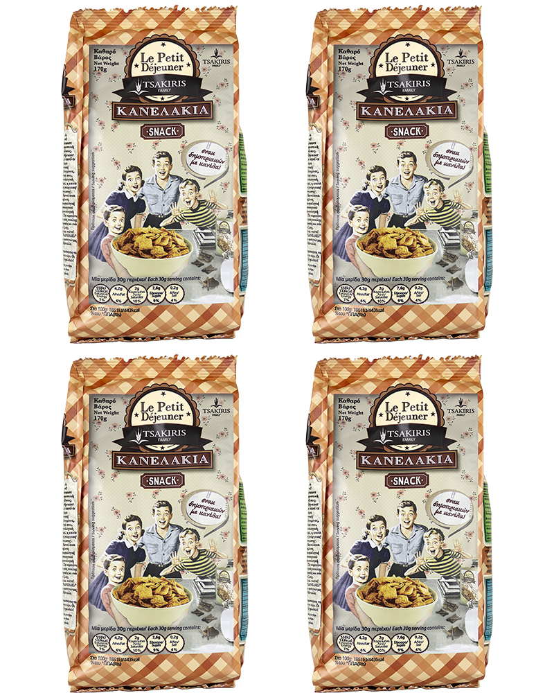 Хрустящие хлопья из цельнозерновой пшеницы с корицей LE PETIT DEJEUNER TSAKIRIS FAMILY 170 г - 4 шт.