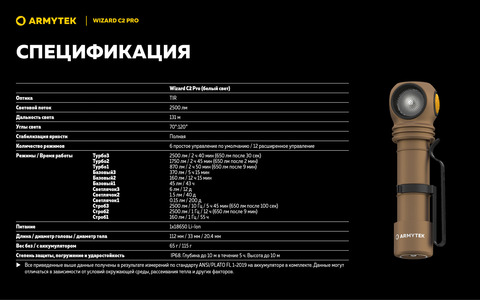 Мультифонарь Armytek Wizard C2 Pro Magnet USB ПЕСОК
