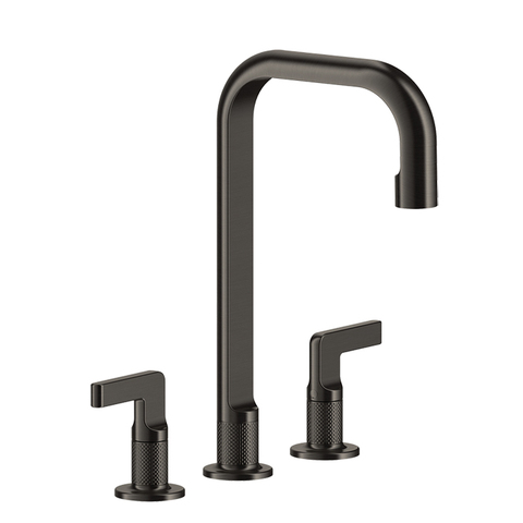 Gessi Inciso 58015#299 Смеситель для раковины на 3 отверстия с донным клапаном, излив 160мм, h=314мм, цвет: nero XL