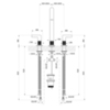 Gessi Inciso 58015#299 Смеситель для раковины на 3 отверстия с донным клапаном, излив 160мм, h=314мм, цвет: nero XL