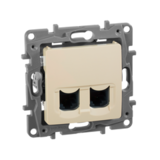 ETIKA Розетка компьютерная двойная RJ45 категория 5Е UTP 6723551 слоновая кость LEGRAND — фото 2