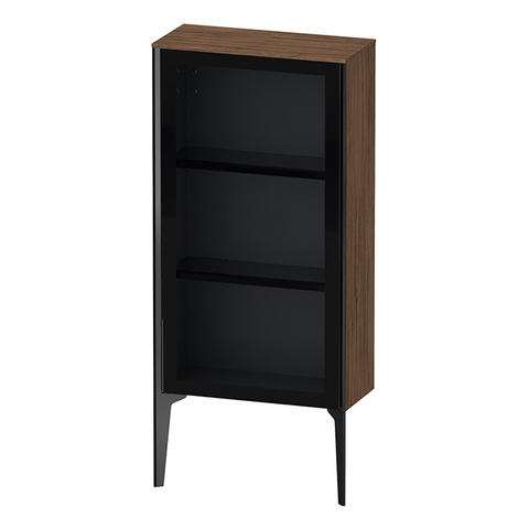 Duravit XViu XV1361RB221 Шкаф подвесной 890x500x240мм, со стеклянной дверью, 2 стеклянные полки (петли справа), цвет: walnut dark/черный матовый