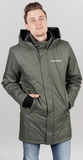 Удлиненный прогулочный зимний костюм Парка Nordski Khaki + Брюки Premium Black мужской с лямками