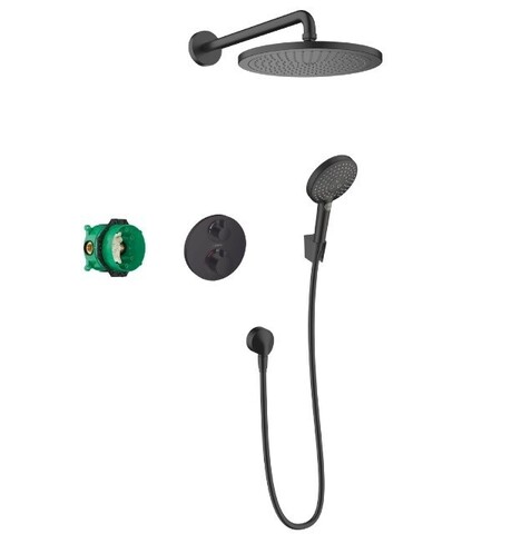 Hansgrohe Croma 27961670 Душевая система с термостатическим смесителем (чёрный матовый)