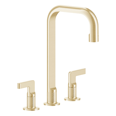 Gessi Inciso 58016#246 Смеситель для раковины на 3 отверстия без донного клапана, излив 160мм, h=314мм, цвет: золото