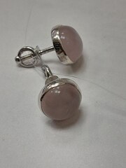 Розовый кварц (пусеты из серебра)