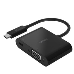 Адаптер Belkin USB-C To VGA With Up To 60W USB-C Power Delivery Adapter, черный