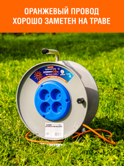 Удлинитель силовой на катушке, 4 розетки, ПВС 3х1мм², 16А, 3,5кВт, с/з, 50м (Very) 89-0-155