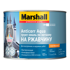 Грунт-эмаль на ржавчину на водной основе Marshall Anticorr Aqua полуглянцевая база BW