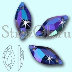 Стразы пришивные акриловые Leaf Sapphire AB, Листок Сапфир АБ синий с радужным покрытием на StrazOK.ru