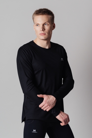 Мужская футболка для бега с длинным рукавом Nordski Training black