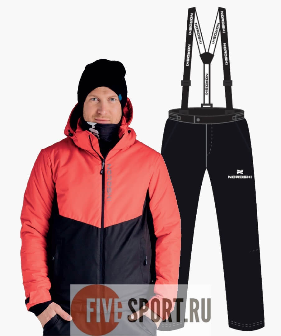 Nordski Montana Premium лыжный костюм зимний мужской Red-Black