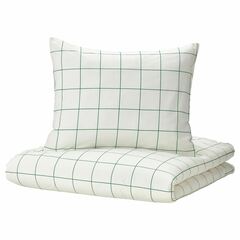 Комплект постельного белья IKEA VITKLOVER (ВИТКЛЕВЕР), Двуспальный, Белый в клетку, 240x220, 50x80 см