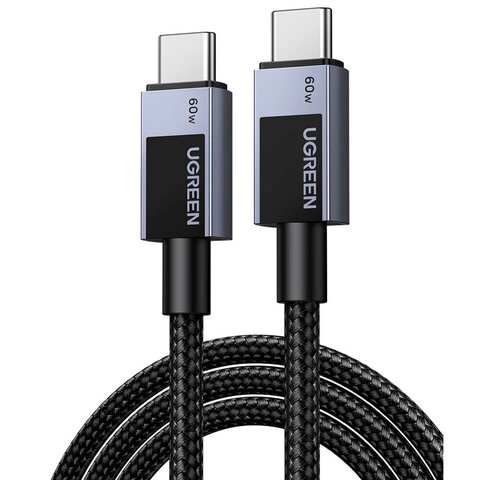Кабель  UGREEN L524 (55764) USB-C to USB-C PD 3A Fast Charging Braided Date Cable, 0,5м, серый космос