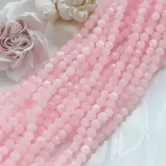 Розовый кварц, граненые бусины, 6 мм, нить, К002