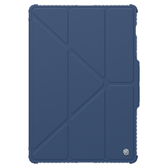 Чехол книжка синего цвета от Nillkin для планшета Samsung Galaxy Tab S9 Ultra и Tab S10 Ultra, серия Bumper Pro Case-Multi Angle Folding Style, с защитной шторкой для камеры