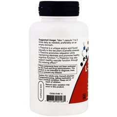 Now Foods, L-теанин, двойная сила, 200 мг, 120 растительных капсул
