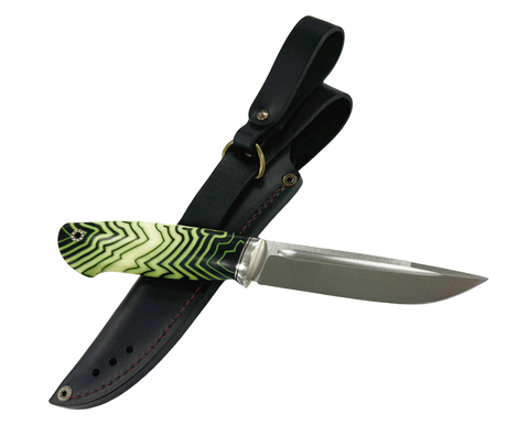 Нож Лис, сталь Bohler S390, рукоять Микарта чёрно-зелёная, Град Горький