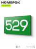 Номер на дверь 529, табличка на дверь для офиса, квартиры, кабинета, аудитории, склада, зеленая 120х70 мм, Айдентика Технолоджи