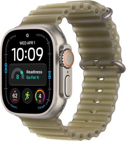 Умные часы Apple Watch Ultra 4 49 мм Natural Titanium Case with Ocean Band Полупрозрачный зеленый | Translucent Kelp
