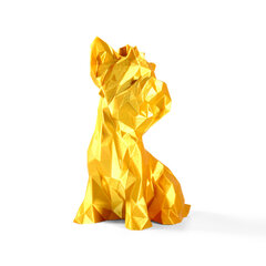 Статуэтка собаки породы Йорк (York dog) полигональная 240 мм, золотой, 3D печать