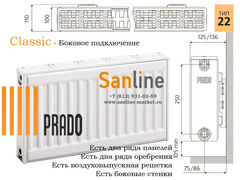 Радиатор Prado Classic Тип 22x300x400 Боковая подводка