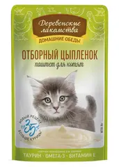 Деревенские лакомства пауч для котят Отборный цыпленок паштет 70 г