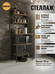 Стеллаж на кухню металлический с сетчатыми дверцами КЕНАЙ АЭРО