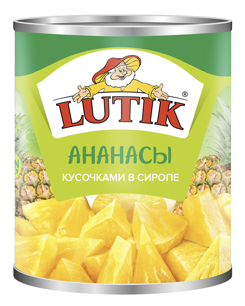 Ананас Lutik кусочками в сиропе, 580 мл.