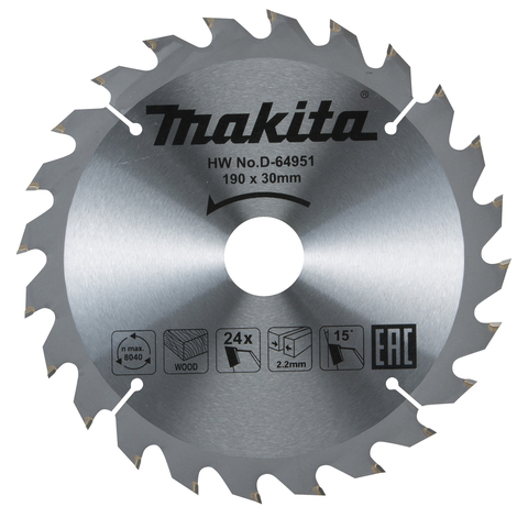 Пильный диск для дерева 190x30x2.2/1.4x24T Makita D-64951